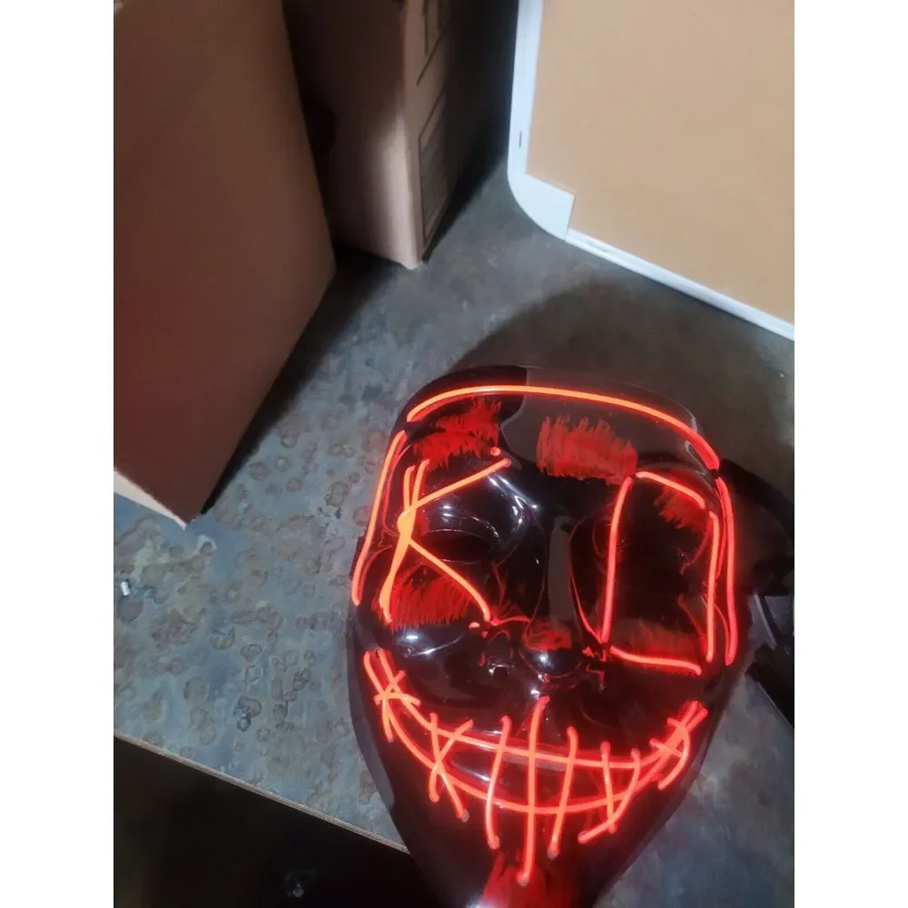 Halloween Scary Hacker Mask Led Light Costume Rave Cosplay Party Purge Mask, RED